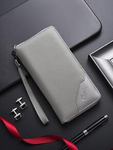 SHABILI Men's Long Zipper Wallet, Multi-Card Slot Large Capacity Phone Clutch Bag, Multi-Function Vintage Wallet - Grey - View 6