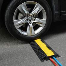 Cable Protector Ramp, Rubber Cable Bridge With 2 Channels, 100 * 25 * 5 Cm Modular Cable Cover For Parking Areas, Warehouses And Workspaces, Black - Black - View 5