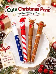 Cute Cartoon Christmas Pens For Children, Featuring Designs Of Santa Claus, Snowmen, Reindeer, And Gingerbread Men. These Pens Are Suitable As Small Gifts For Student Classes, Classroom Rewards, Or Christmas Exchange Gifts. - Multicolor - View 5