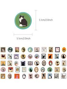50pcs Cute Cat Stickers For Decorating Planner, Diary, Scrapbook, Notebook, Luggage, Guitar, Skateboard, Manual, Tablet, Water Bottle, Phone - Multicolor - View 9