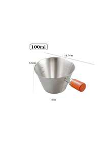 1pc Walnut Handle Espresso Measuring Cup Stainless Steel With Scale Small Milk Pitcher Coffee Liquid Extraction Receiving Cup - Silver - View 8