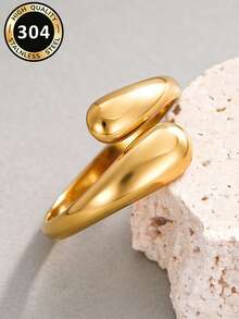 1pc Fashionable Ring For Women, Wedding Engagement Party Jewelry, Valentine's Day Gift - Yellow Gold - View 5
