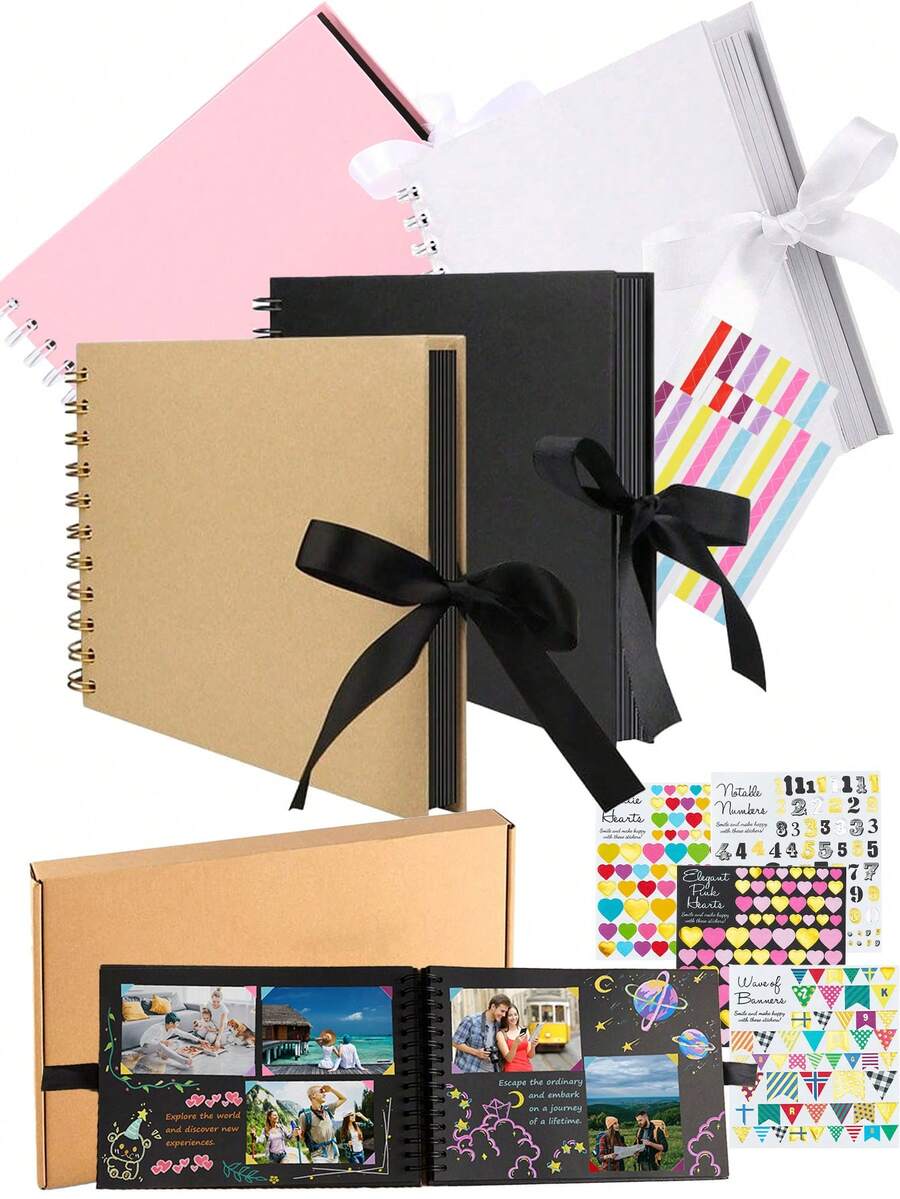 DIY Scrapbook Photo Album Gift Set, A5 Size 60 Pages Kraft Paper Album, Suitable For DIY Wedding, Birthday, Christmas, Family Scrapbooking, Birthday Gift, Graduation Gift, Collection Memorabilia Gift