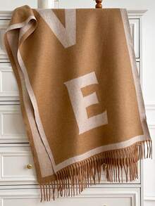 1pc Oversized Letter Jacquard Tassel Warm Scarf 195*65cm, Thick Brushed‑Polyester Faux Cashmere, Fall Winter Multi‑Use As Scarf Shawl For Travel Party - Multicolor - View 17
