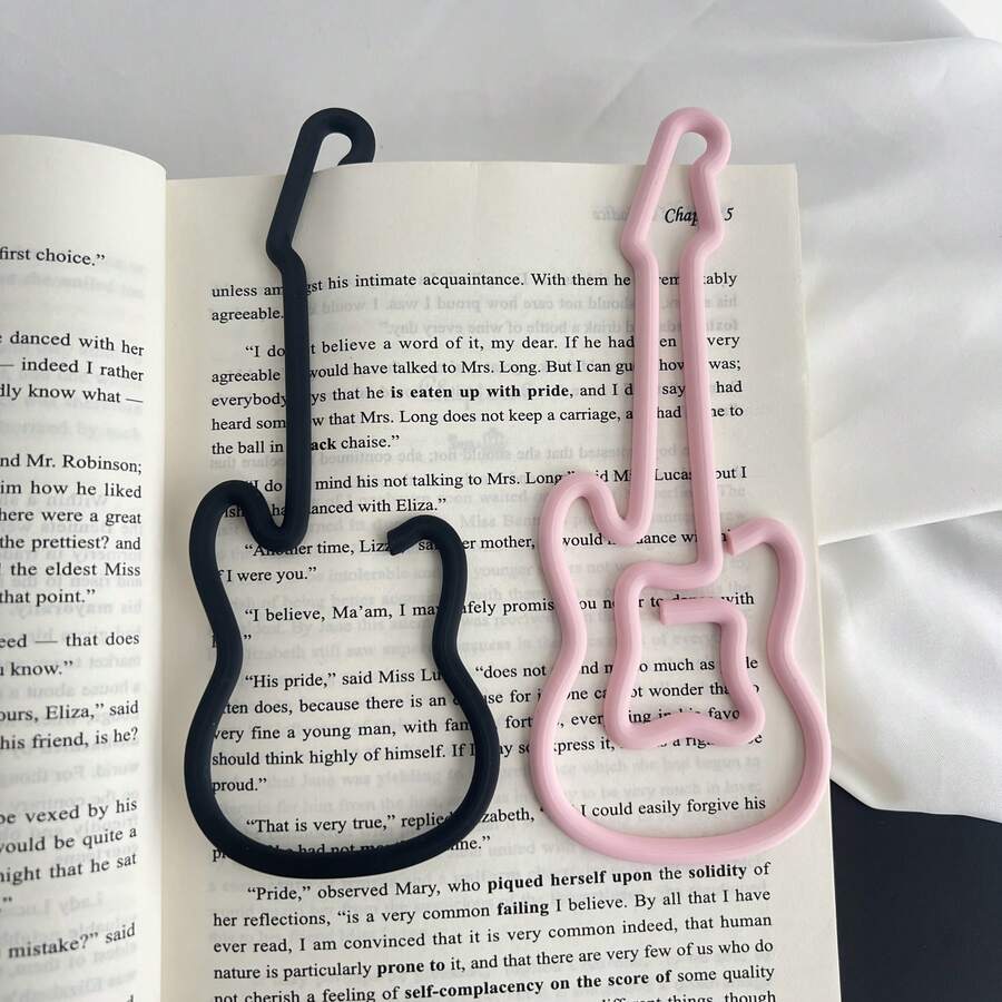 Large Guitar-Shaped Paper Clip Bookmark, Cute Music Theme Page Marker, Suitable For Books, Planners And Office Supplies - Guitar Bookmark - View 1
