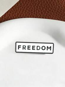 1 Pc FREEDOM Letter Enamel Pin, Simple Black White Rectangle Slogan Lapel Brooch For Backpack Jacket Clothing Decoration Gift - Multicolor - View 7