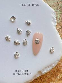 1 gói phụ kiện trang trí nail nghệ thuật mùa đông Giáng Sinh, cây thông, vòng hoa, tuần lộc, chuông, charm nail 3D bằng hợp kim kim loại - Nhiều màu - Xem 22