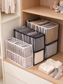 Transparent Mesh Divided Storage Box, Underwear & Socks Organizer, Closet Drawer Organizer, Home Bedroom Storage Solution - Multicolor - View 1