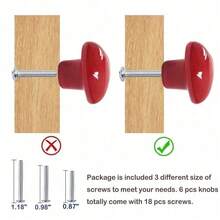 Ceramic Drawer Knobs Heart Shape Colorful Heart Cabinet Dresser Pulls Handles With 3 Sized Screws, Kitchen Furniture Knobs For Closet Cupboard Wardrobe (Mixed Color, 10 Pack) - Red - View 6