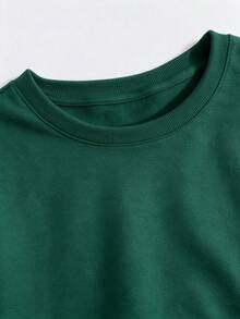 Women Cotton Crew Neck Loose Sweatshirt For Autumn Pink Striped White Duck Print WHAT THE Casual Street Sport Style - Green - View 5