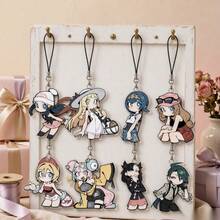 Acrylic Keychain Cartoon Character Charm, Clear Keyring Pendant With Black Lanyard Strap, Anime Style Bag Charm For Purse Handbag Backpack, Cute Gift Ready Present For Her Women Friends, Lightweight Daily Carry Accessory - Multicolor - View 10