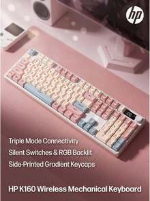 HP K160 Wireless Tri-Mode Mechanical Keyboard 105-Key/Keyboard & Mouse Set, Side-Printed Gradient RGB Lighting, Smart Digital Display Screen, Dual-Stage Feet, Silent For Office And Gaming - View 3