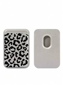 1pc Vintage Leopard Print Magnetic Card Holder, Multi-Color PU Leather Magnetic Card Sleeve, Bank Card & ID Card Storage Magnetic Wallet, Strong Magnetic Attachment To Phone Back, Suitable As Birthday Gift, Holiday Gift For Friends, Family, Couples, Yourself - Multicolor - View 6