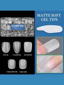 KOSKOE 300Pcs Full Matte Full‑Cover Nail Tips 15 Sizes Pre‑Buff Artificial Fake Nails Ultra‑Thin Quick Extension Press‑On Nails For Salon & DIY Manicure - Clear - View 5