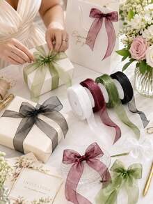 35m Transparent Ribbon, Suitable For Wedding Decoration, Gift Wrapping, Floral Arrangement, Soft And Vibrant, Rolled, Suitable For Party, Handmade, Elegant Decoration DIY Material, Shiny And Smooth, Suitable For Halloween - Multicolor - View 1