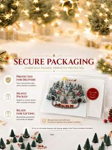 2pcs 3D Night City Snowman Forest Pop-Up Christmas Cards Handmade Winter Gift Christmas Presents Envelopes - A - View 5