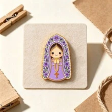 Virgin Mary Enamel Pin Set, 4 Colors Floral Cartoon Brooch, Christian Faith Badge For Clothing Backpack Hat, Christian Religious Gift For Believers - Multicolor - View 8