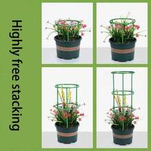 Plastic Plant Support Stand, Semi-Circular Pot Support Ring With Soil Fixing Rod, Detachable Modular Flower Support Rack, Adjustable Height With Stackable Design, Suitable For Indoor Potted Plants, Balcony Flowers, Greenhouse Plants, Garden Greenery And Outdoor Planting, Can Be Used To Support Kalanchoe, Peony, Rose, Lily, Hydrangea, Orchid And Small Climbing Plants - A - View 5
