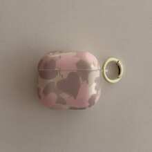 Gray Pink Heart Camo Pattern With Yellow Ring Earphone Case Compatible With AirPods Pro 3/Pro 2/ 4/5/ 3/1/2 Cute Minimalist Protective Cover For Girls - Baby Pink - View 13
