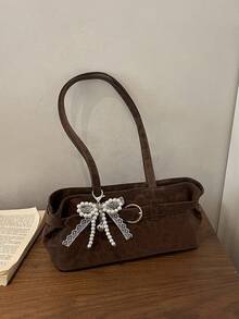 Vintage Commuter Textured Underarm Bag New Fashion Niche Handheld Shoulder Bag Personalized Minimalist Leopard Print Underarm Bag - Coffee - View 8