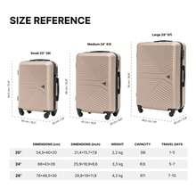 W WINGS High Durability | Polycarbonate | 3 PiecesLuggage Set | Carry-On, Medium And Large Suitcases With TSA Lock And 360° Spinner Wheels - Champagne - View 6