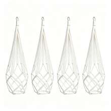 92cm Long Hanging Planter Net | Indoor Greenery Hanging Basket | Balcony Window Sill Potted Plant Hanging Storage Rope | With Hanging Ring Convenient Hanging Design | Minimalist Soft Decor Greenery Decorative Hanging Accessory | Garden Corridor Space Expansion Hanging Accessory - 4pcs - View 7