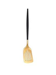 1pc Stainless Steel Frying Spatula/Slotted Turner, Suitable For Frying Chicken Breast, Steak, Stir-Frying, For Home Kitchen, Hotel, Restaurant - Gold + Black - View 6