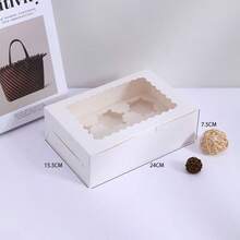 10PCS/5pcs/1PCBakery Boxes, 9.5*6.1*3 Inches, Large White Cookie Boxes, Auto Pop-Up Treat Boxes With Window For Pies, Muffins, Donuts, And Pastries, Party, Holiday, Wedding, Birthday - White - View 10