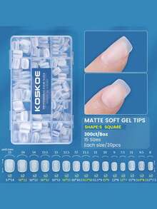 KOSKOE 300Pcs Full Matte Full‑Cover Nail Tips 15 Sizes Pre‑Buff Artificial Fake Nails Ultra‑Thin Quick Extension Press‑On Nails For Salon & DIY Manicure - Clear - View 13