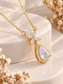 1pc Fashionable Versatile Water Drop Necklace For Women, Suitable For Daily Wear, Best Gift For Friends - Multicolor - View 3