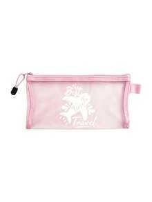 Aircraft-Themed Mesh Passport Pouch, Airplane Print, Transparent, Smooth Zipper, Lightweight Portable. Holds Passports & Tickets. Perfect For Trips. Practical Gift For Travelers To Store Receipts And Stationery Easily. Christmas Gift - Multicolor - View 15