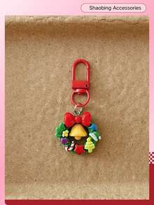 Christmas Resin Keychain Pendant, Christmas Wreath Bell Christmas Tree Shaped Bag Charm, Red Spring Clip Accessory, Holiday Gift Small Decoration - A - View 12