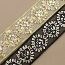 1/5碼金色復古蕾絲縫製緞帶 4.5公分寬 衣物復古刺繡裝飾飾邊 領口領口線亮片荷葉邊 適用於DIY衣物與洋裝縫製 - 多色G - 查看 8