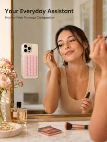 Silicone Suction Cup Phone Holder, Double-Sided Grip Pad For Smartphone Case, Reusable Adhesive-Free Phone Mount For Mirror, Makeup, Fitness, Shower, Video Recording, Hands-Free Use, Compatible With Most Smartphones - Multiple Styles - View 6