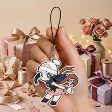Acrylic Keychain Cartoon Character Charm, Clear Keyring Pendant With Black Lanyard Strap, Anime Style Bag Charm For Purse Handbag Backpack, Cute Gift Ready Present For Her Women Friends, Lightweight Daily Carry Accessory - Multicolor - View 3