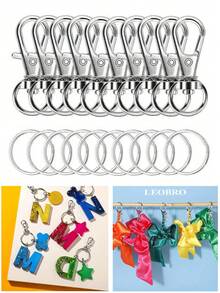 Rotatable Charm Spring Keychain And Key Ring Set, Premium Alloy Rotatable Lobster Clasp, Suitable For DIY Keychains, Key Chains, Bag Charms, Car Key Charms And Other Jewelry Accessories, Perfect For Making Christmas Decorations, Very Charming Jewelry Making Material - Multicolor - View 2