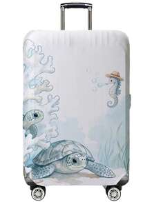 1pc Blue Shell,Starfish,Octopus Print Luggage Cover, Fits 18-32 Inch Suitcases. Stretchable, Scratch-Proof & Dustproof, Stylish Decoration For Luggage - Multicolor - View 28