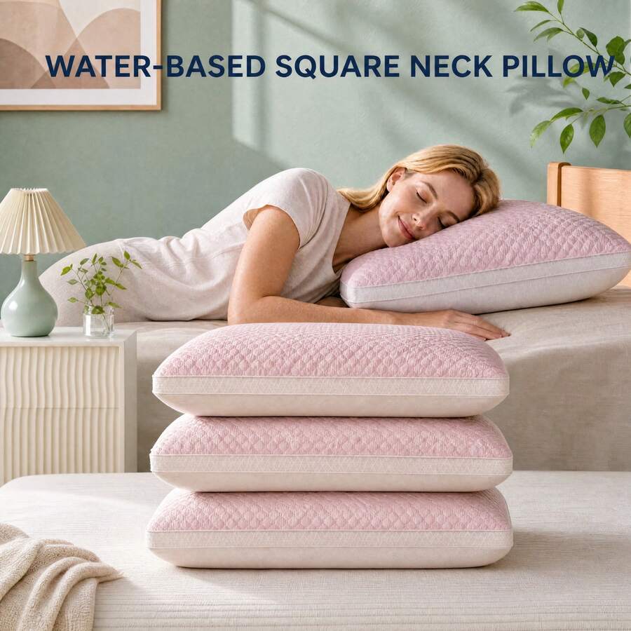 Water-Based Square Neck Support Pillow, Adjustable Firmness Sleep Pillow, Breathable Quilted Pillowcase Bed Pillow, Suitable For Side And Back Sleeping, Bedroom Nighttime Rest - Cooling Pillow - View 1