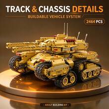 Heavy Mammoth Tank Building Model, 2464 Pieces Adult Collectible Building Block Set, Dual Cannons, Turret And Track Details, Suitable For Halloween, Christmas, Thanksgiving And Birthday Gifts For Hobby Collectors - Yellow Heavy-duty Mammoth Tank - View 3