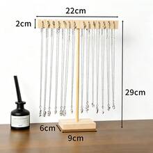 1pc Solid Wood Color T-Shaped Necklace Display Stand, Jewelry Storage Rack For Necklaces, Bracelets, Hair Ties, Hair Bands, Bangles, Desktop Display Prop, Best Gift For Girlfriend, Mom, Sister On Holidays, Birthdays, Anniversaries And Daily Occasions - Apricot - View 7