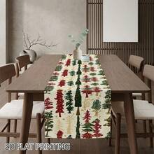 1 Buah Bendera Meja Natal Cetak Datar 2D dengan Pola Natal Berwarna-warni, Digunakan untuk Dekorasi Rumah di Dapur, Meja Kopi, dan Meja Rias, Cocok untuk Pesta Liburan. - 14 - View 9