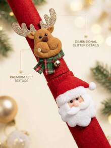 2/4pcs Christmas Handle Covers, Santa Claus Snowman Reindeer Holiday Handle Decor, Suitable For Doors, Refrigerators, Ovens, Microwaves, Cabinets And Drawers Kitchen And Home Holiday Decoration - Multiple Styles - View 4