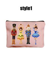 2D Christmas Theme Nutcracker Makeup Bag, Includes Christmas Ballet And Other Elements, Holiday Gift Bag, Toiletry Bag, Multi-Functional Bag, Suitable For Commuting, Back To School, Travel, And Other Occasions (2D Printed Pattern) - Multicolor - View 14