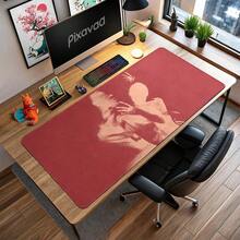 Red Abstract Couple Silhouette Extended Mouse Pad, Textured Coral And Cream Modern Figurative Art Large Desk Mat, Anti-Slip Smooth Cloth & Natural Rubber For Office Gaming Home Study Workspace, 3 Sizes Available - View 1