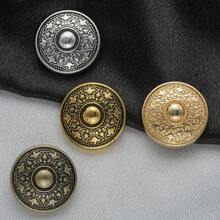 7pcs Vintage Engraved Round Metal Hand Sew Buttons, Embossed Pattern Decorative Sewing Buttons For Suit Coat Jacket Garment DIY Accessories - Multicolor - View 6