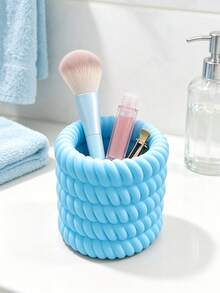 Ins Style Twisted Rope Braided Storage Tube, Rounded 3D Spiral Texture, Fresh Texture, Suitable For Makeup Brushes, Eyebrow Pencils, Unique Design, Exquisite Storage Item For Bathroom Vanity - Multicolor - View 6