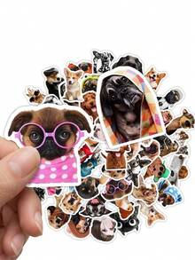 50/100Pcs Aesthetic Meme Dog Stickers, Realistic Multi Breed Funny Puppy Accessory Outfit Decals For Bullet Journal, Gift Wrap & Scrapbook Embellishment, Back To School - A - View 3