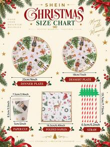 120PCS Christmas Disposable Paper Tableware Set, Includes 7-Inch And 9-Inch Plates, Paper Cups, Napkins And Straws; Featuring Watercolor Style Nutcracker Soldier, Christmas Tree, Gift, Candy Cane And Bow Patterns, Suitable For Christmas Party, Holiday Dinner, Winter Celebration And Holiday Table Decor - Multi-color 1 - View 2