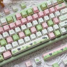 Green Apple Cat Keycaps Pink DIY Cute PBT High-Value 5-Sided Dye-Sublimation MOA Height Original Height Compatible With Mechanical Keyboards - View 10