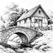 鄉村風情成人塗色書，放鬆身心的鄉村小屋風景塗色頁，舒壓愛好禮物 - 寧靜鄉村 - 查看 5